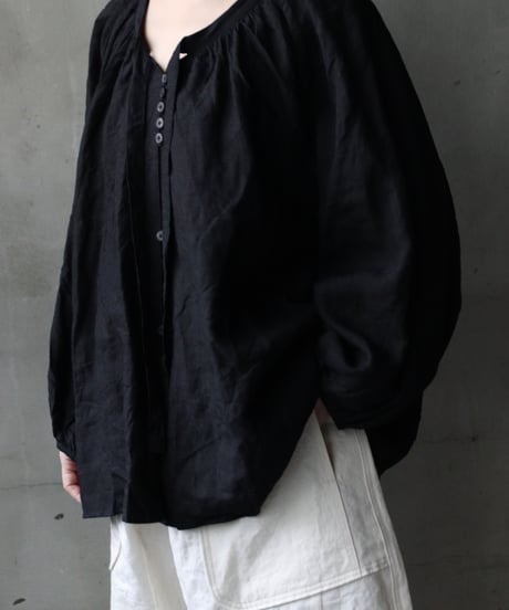 cavane キャヴァネ / Raglan puff-sleeve blouse Linen100天日干しブラウス / ca-26048