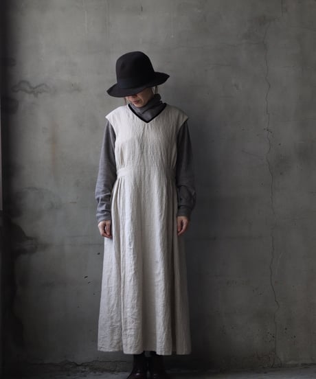 cavane キャヴァネ / Gathered dressⅡ wool & linen ワンピース / ca-25179
