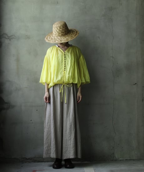 cavane キャヴァネ / Wide-sleeves with waist drawstring linen100 blouseブラウス / ca-25106