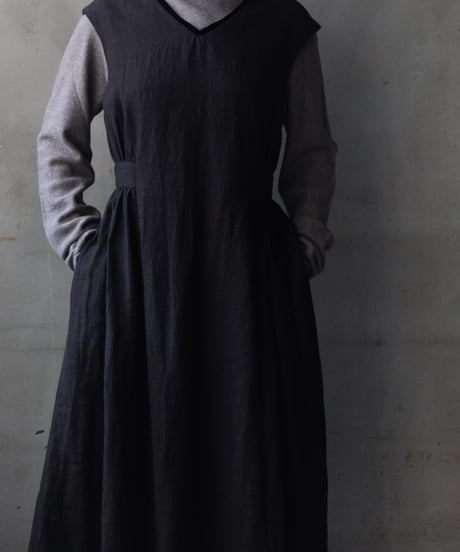 cavane キャヴァネ / Gathered dressⅡ wool & linen ワンピース / ca-25178