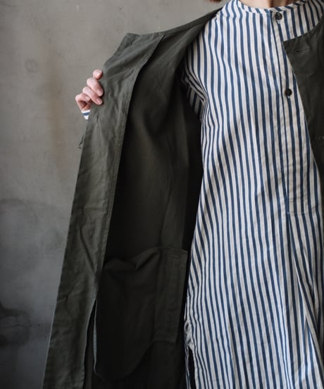 cavane キャヴァネ / Round-Coat Linen/Cotton100硫化染めコート / ca-26018