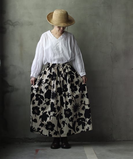 cavane キャヴァネ / Gatehered Petti Skirt Cotton&linenスカート/ ca-26071