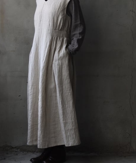 cavane キャヴァネ / Gathered dressⅡ wool & linen ワンピース / ca-25179