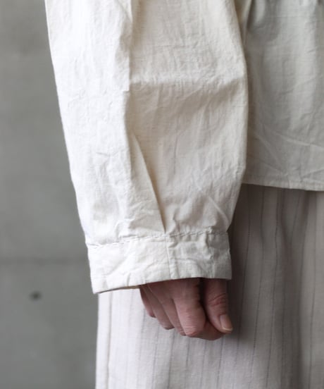 cavane キャヴァネ / Stand collar with waist drawstring blouse cotton&linenブラウス / ca-26058