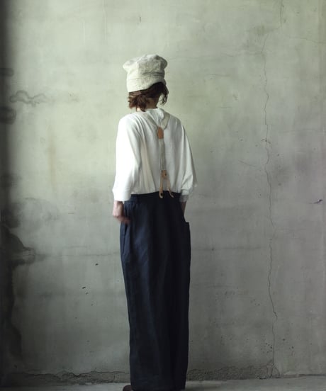 cavane キャヴァネ / Over-Tuck pants with suspender反応染め(硫化)+墨染めパンツ / ca-26078