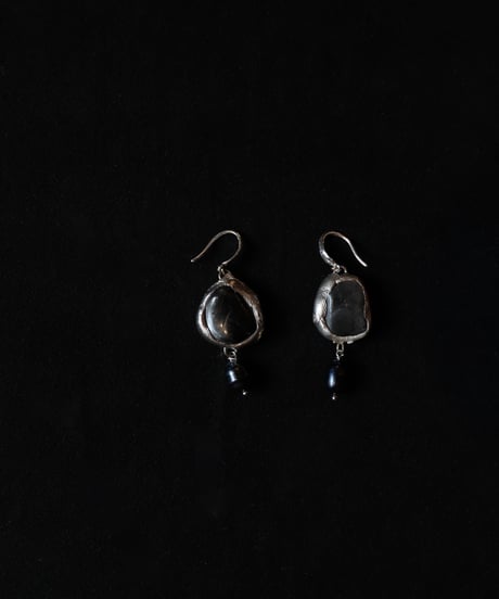 Atelier Inscrire アトリエ インスクリール / COSTUME JEWELLERY SHUNGITE EARRINGS / At-25028