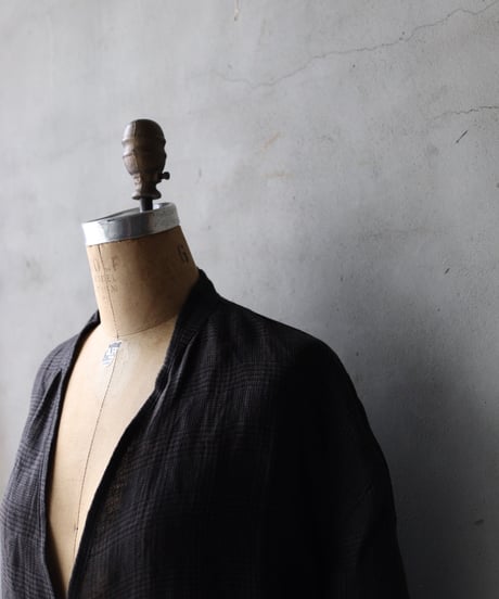 klauseクロイゼ / Gown Middle Lenght French Linen Glen Check / kla-26014