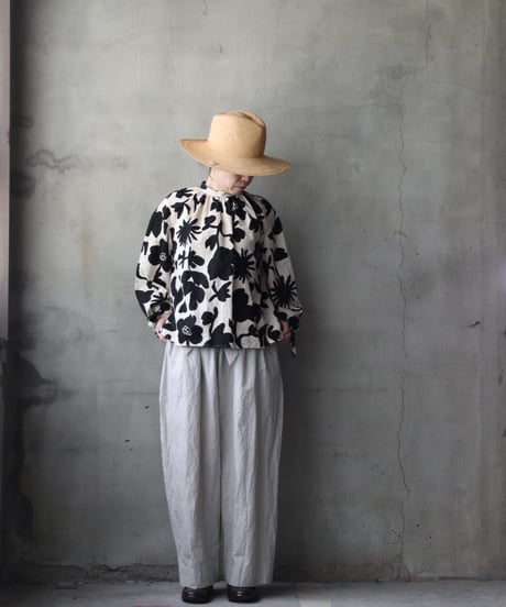 cavane キャヴァネ / Volume Wide Pants with Belt Cotton&Linenパンツ/ ca-26064