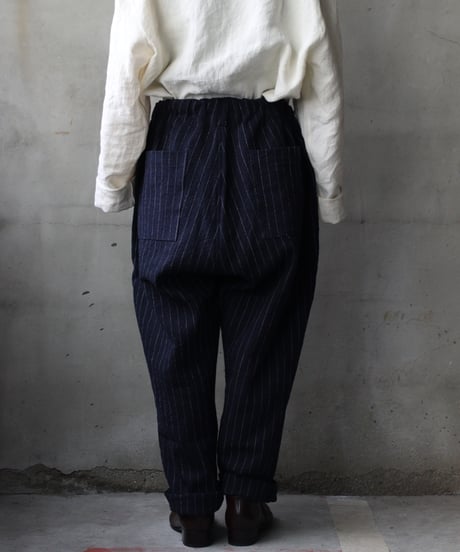klauseクロイゼ / C/L Stripe Loose Fitting Tapered Trousers (平織/中厚手) / kla-25010