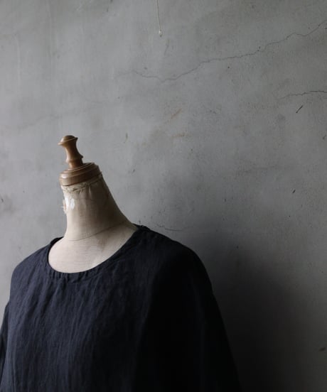 NOUSANノウザン/ Tee Long Sleeve hand woven linen cotton BK / No-26002