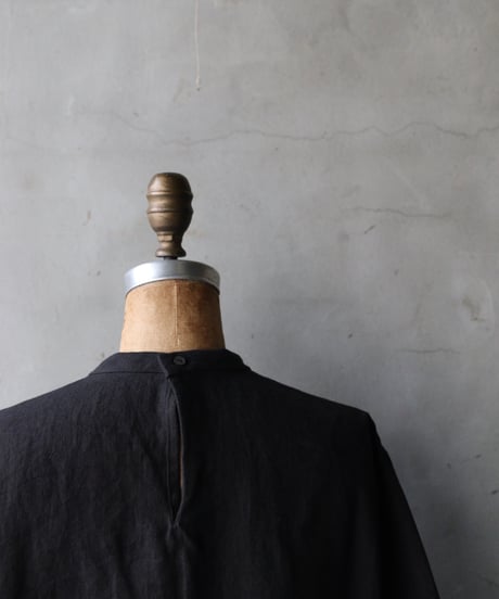 klauseクロイゼ / 天日干しTwill Linen Band Collar Shirt Long Dress/ kla-26002