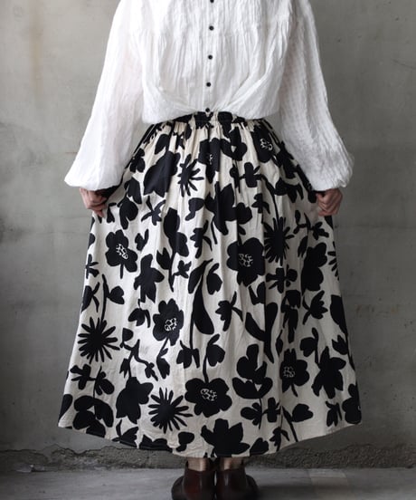 cavane キャヴァネ / Gatehered Petti Skirt Cotton&linenスカート/ ca-26050