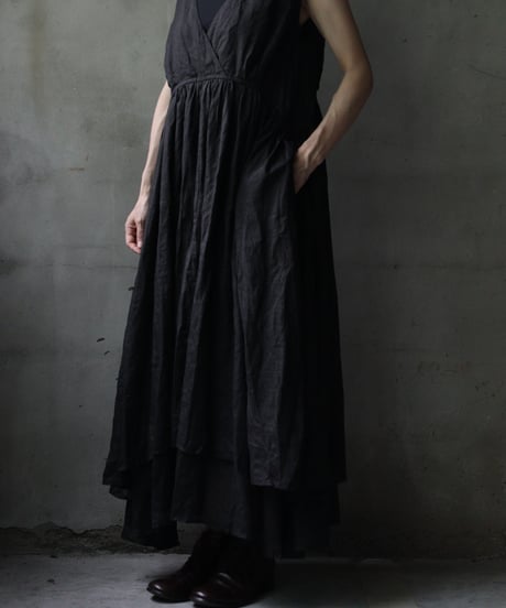cavane キャヴァネ / Gathered dress linen100ワンピース / ca-25119