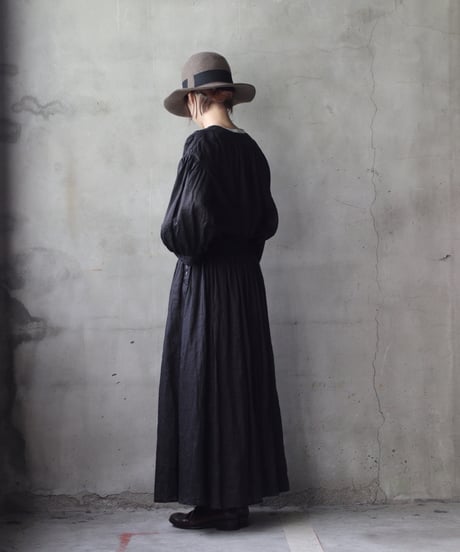 cavane キャヴァネ / Gathered skirt with side button linen100 スカート / ca-25149