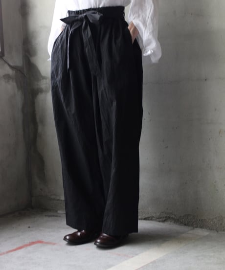 cavane キャヴァネ / Volume Wide Pants with Belt Cotton&Linenパンツ/ ca-26065