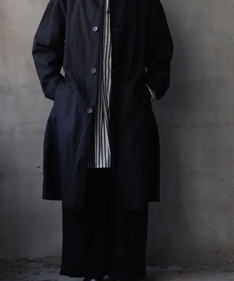 cavane キャヴァネ / Round-Coat Linen/Cotton100硫化染めコート / ca-26017