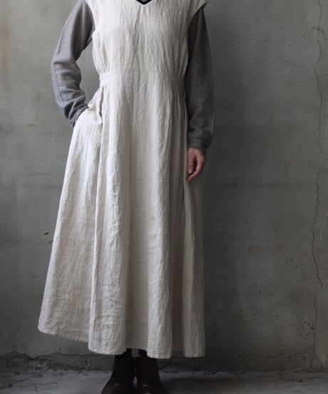 cavane キャヴァネ / Gathered dressⅡ wool & linen ワンピース / ca-25179