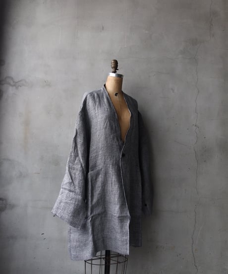 klauseクロイゼ / Gown Middle Lenght French Linen Glen Check / kla-26015