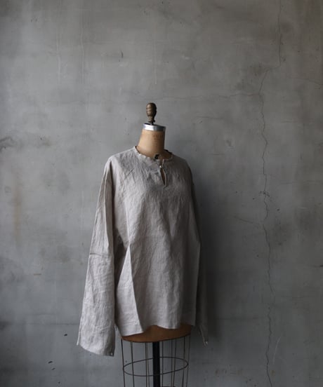 klauseクロイゼ / Belarus Linen平織/薄手C.S.Slit Neck Shirt / kla-26010