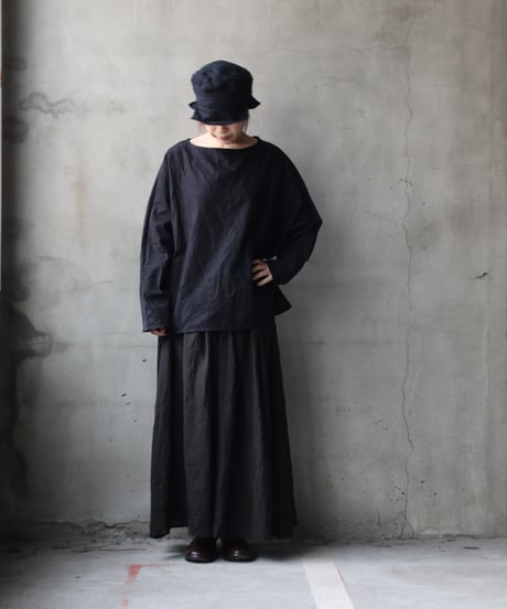 cavane キャヴァネ / Gathered skirt with side button linen100 スカート / ca-25145A