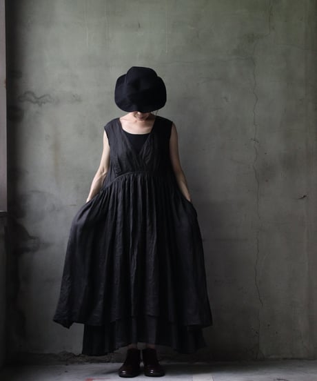cavane キャヴァネ / Gathered dress linen100ワンピース / ca-25119