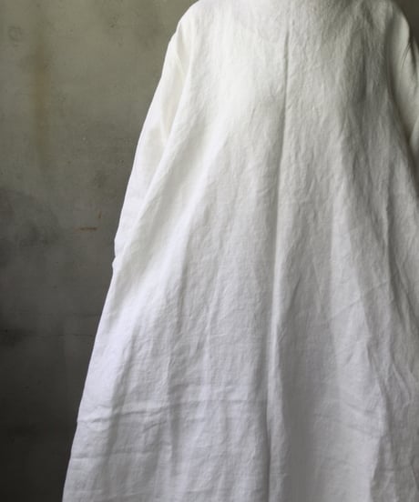 klauseクロイゼ / Band collar Shirt Long Belarus Linen(綾織/中厚手)ワンピース/ kla-25007