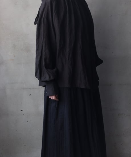 cavane キャヴァネ / Pull-over blouse with tie Linen100ブラウス / ca-26030