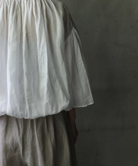cavane キャヴァネ / Wide-sleeves with waist drawstring linen100 blouseブラウス / ca-25104