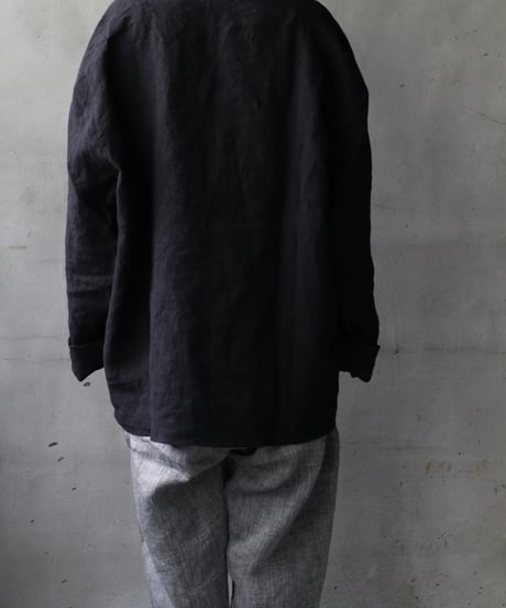 klauseクロイゼ / Sun-dried Linen C.S Slit Neck Shirtシャツ/ kla-25014