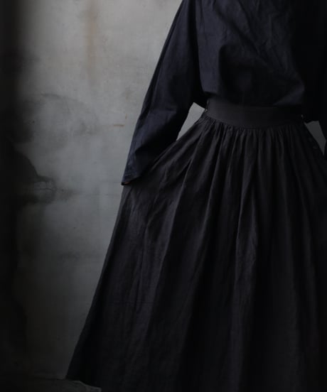cavane キャヴァネ / Gathered skirt with side button linen100 スカート / ca-25145A