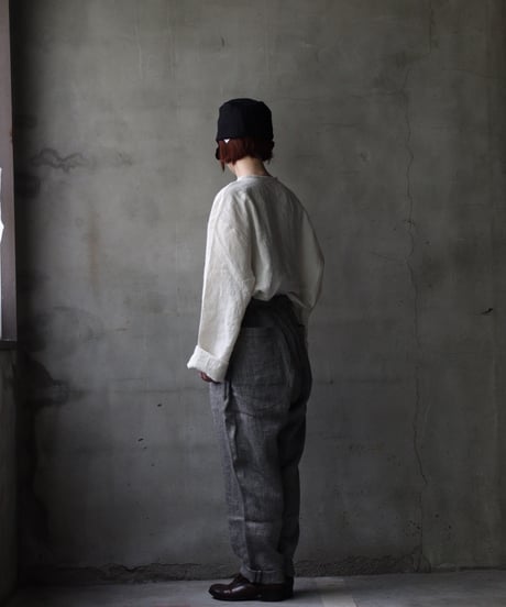 klauseクロイゼ / Linen Herring-bone Loose Fitting Tapered Trousers (ヘリンボーン) / kla-25017