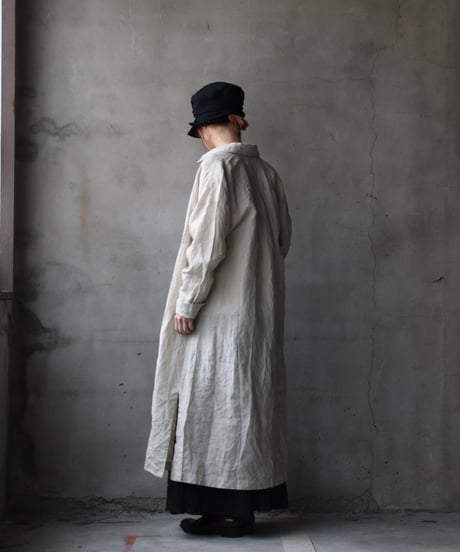 cavane キャヴァネ / Shirt-Dress Linen100硫化染めワンピース / ca-26020