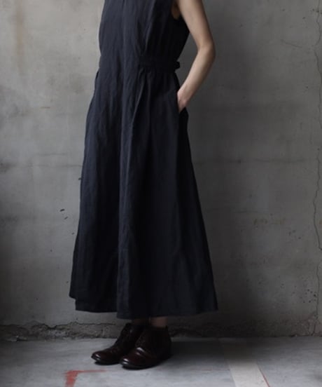 cavane キャヴァネ / Gathered Waist Sleeveless Dress Linen&Cotton100ワンピース / ca-26033