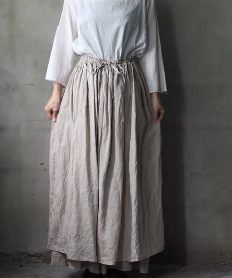 cavane キャヴァネ / Gatehered Petti Skirt Linen100スカート/ca-25142