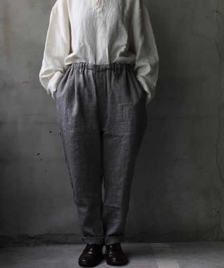 klauseクロイゼ / Linen Herring-bone Loose Fitting Tapered Trousers (ヘリンボーン) / kla-25017