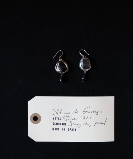 Atelier Inscrire アトリエ インスクリール / COSTUME JEWELLERY SHUNGITE EARRINGS / At-25028