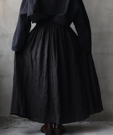 cavane キャヴァネ / Gathered skirt with side button linen100 スカート / ca-25145A