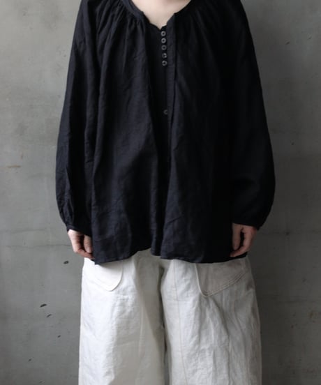 cavane キャヴァネ / Raglan puff-sleeve blouse Linen100天日干しブラウス / ca-26048