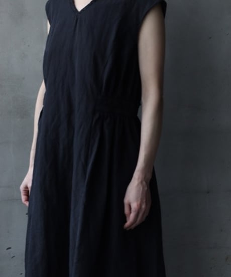 cavane キャヴァネ / Gathered Waist Sleeveless Dress Linen&Cotton100ワンピース / ca-26033