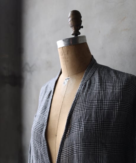 klauseクロイゼ / Gown Middle Lenght French Linen Glen Check / kla-26015