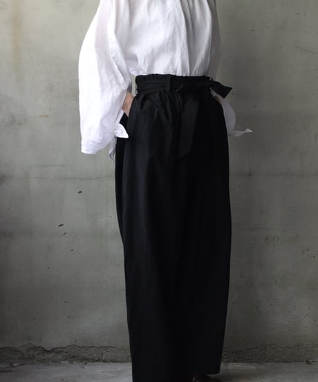 cavane キャヴァネ / Volume Wide Pants with Belt Cotton&Linenパンツ/ ca-26065