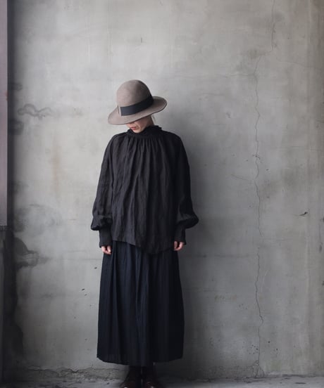 cavane キャヴァネ / Pull-over blouse with tie Linen100ブラウス / ca-26030