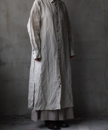 cavane キャヴァネ / Shirt-Dress Linen100硫化染めワンピース / ca-26020