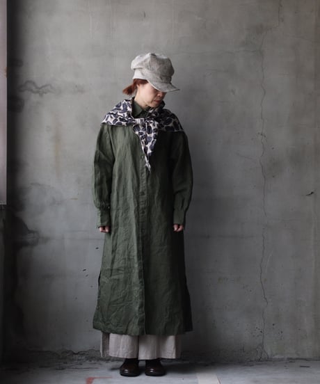 cavane キャヴァネ / Shirt-Dress Linen100硫化染めワンピース / ca-26019