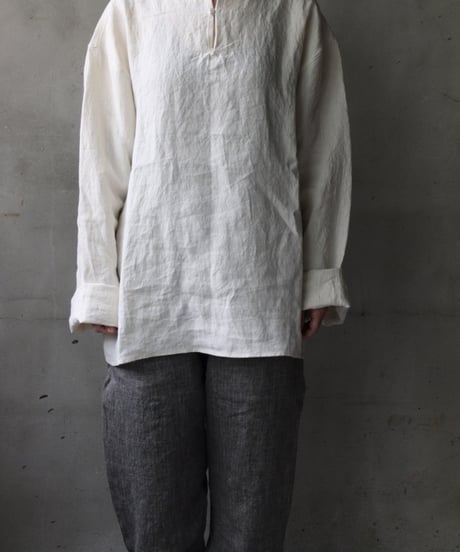 klauseクロイゼ / Sun-dried Linen C.S Slit Neck Shirtシャツ/ kla-25013