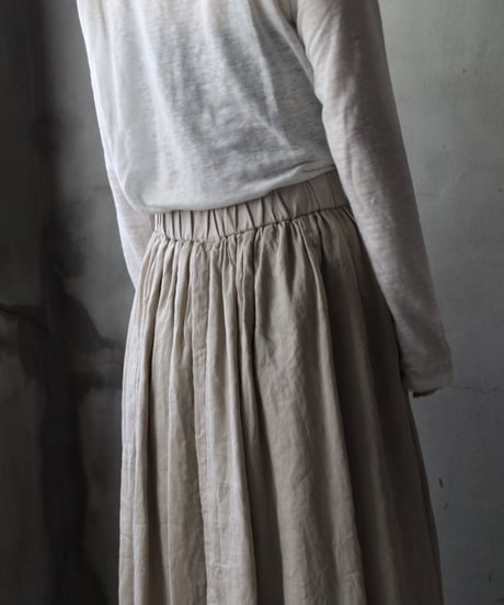 cavane キャヴァネ / Gathered skirt with side button linen100 スカート / ca-25150