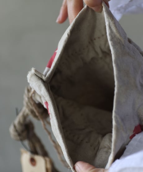 Cavalier Meiko Takahashi  / Pressed flower pouch bag "Nodding anemone" Poppy red / Me-23003