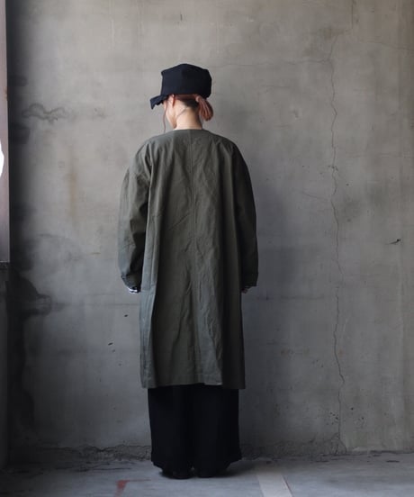 cavane キャヴァネ / Round-Coat Linen/Cotton100硫化染めコート / ca-26018