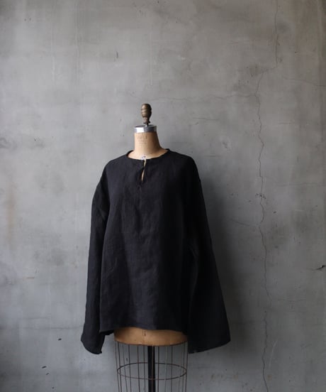 klauseクロイゼ / 天日干しTwill Linen C.S.Slit Neck Shirt / kla-26011