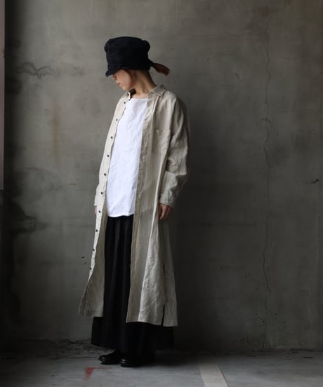 cavane キャヴァネ / Shirt-Dress Linen100硫化染めワンピース / ca-26020